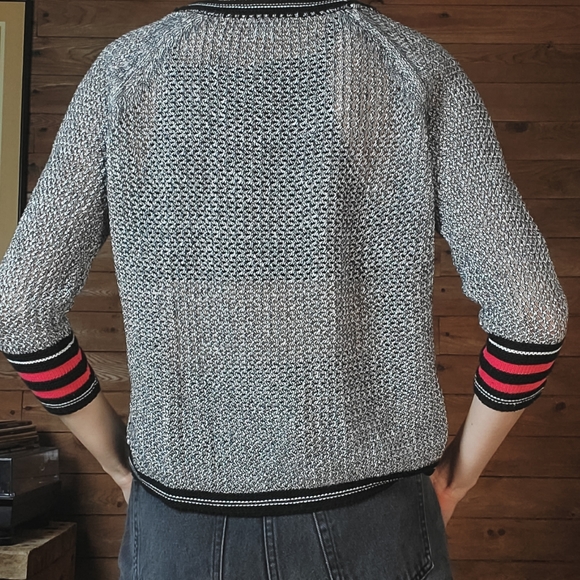 Twik Grey Knitted Sweater with Pink Stripes - Picture 4 of 8